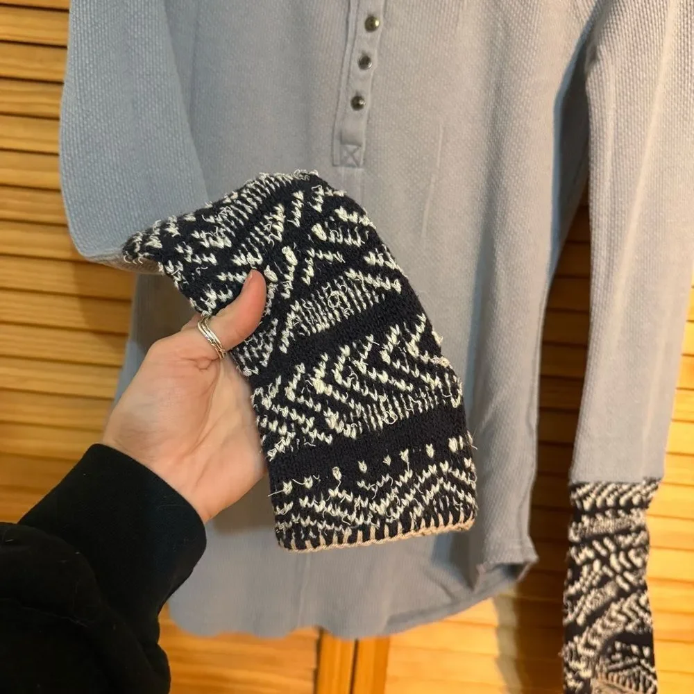 Free people Long Sleeve Top with Patterned Cuffs medium
